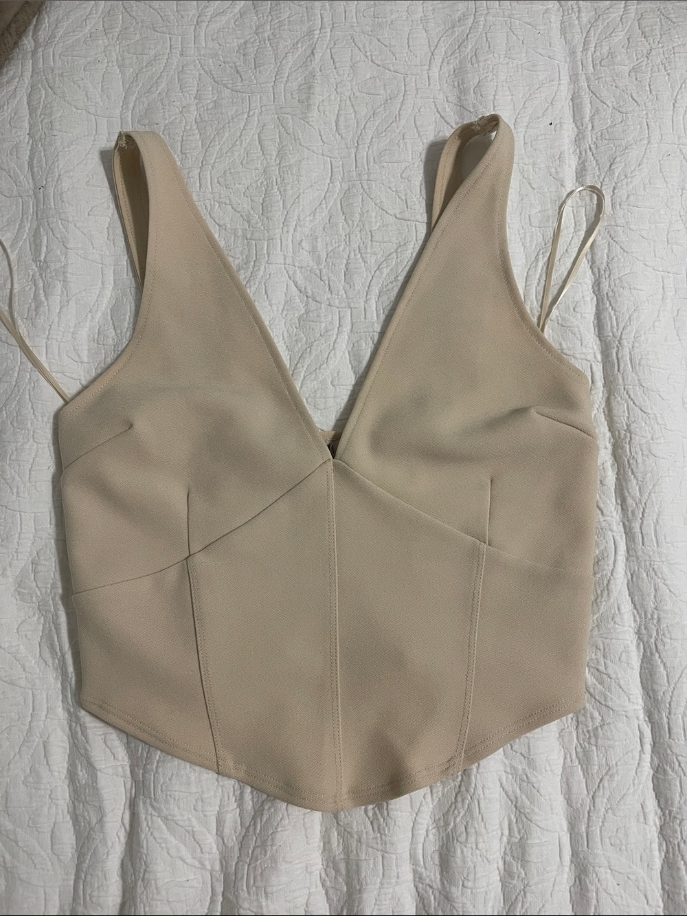 Abercrombie & Fitch Beige V-Neck Corset Tank Top Size Small